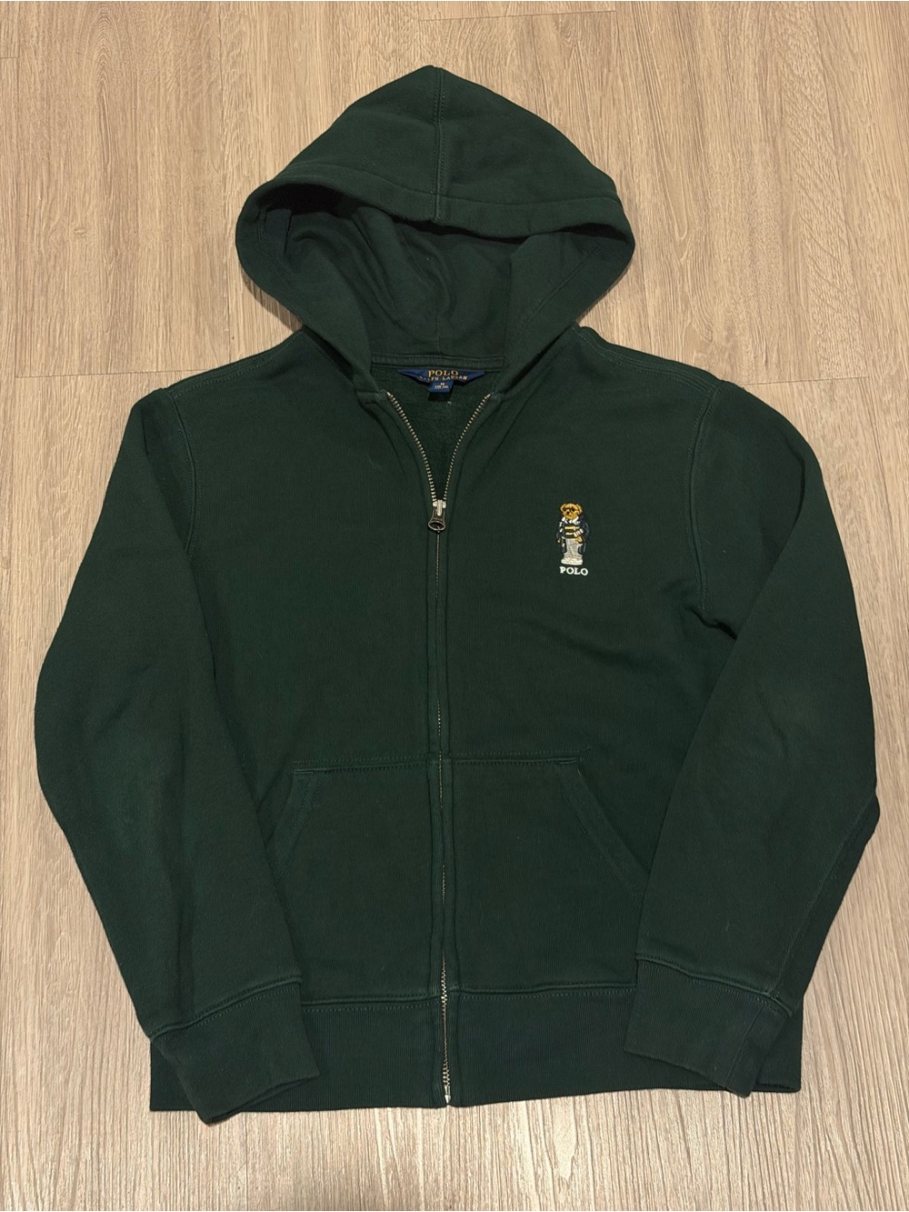 Polo Ralph Lauren Polo Bear Hoodie green zip up hoodie Sz M (10-12) Boys